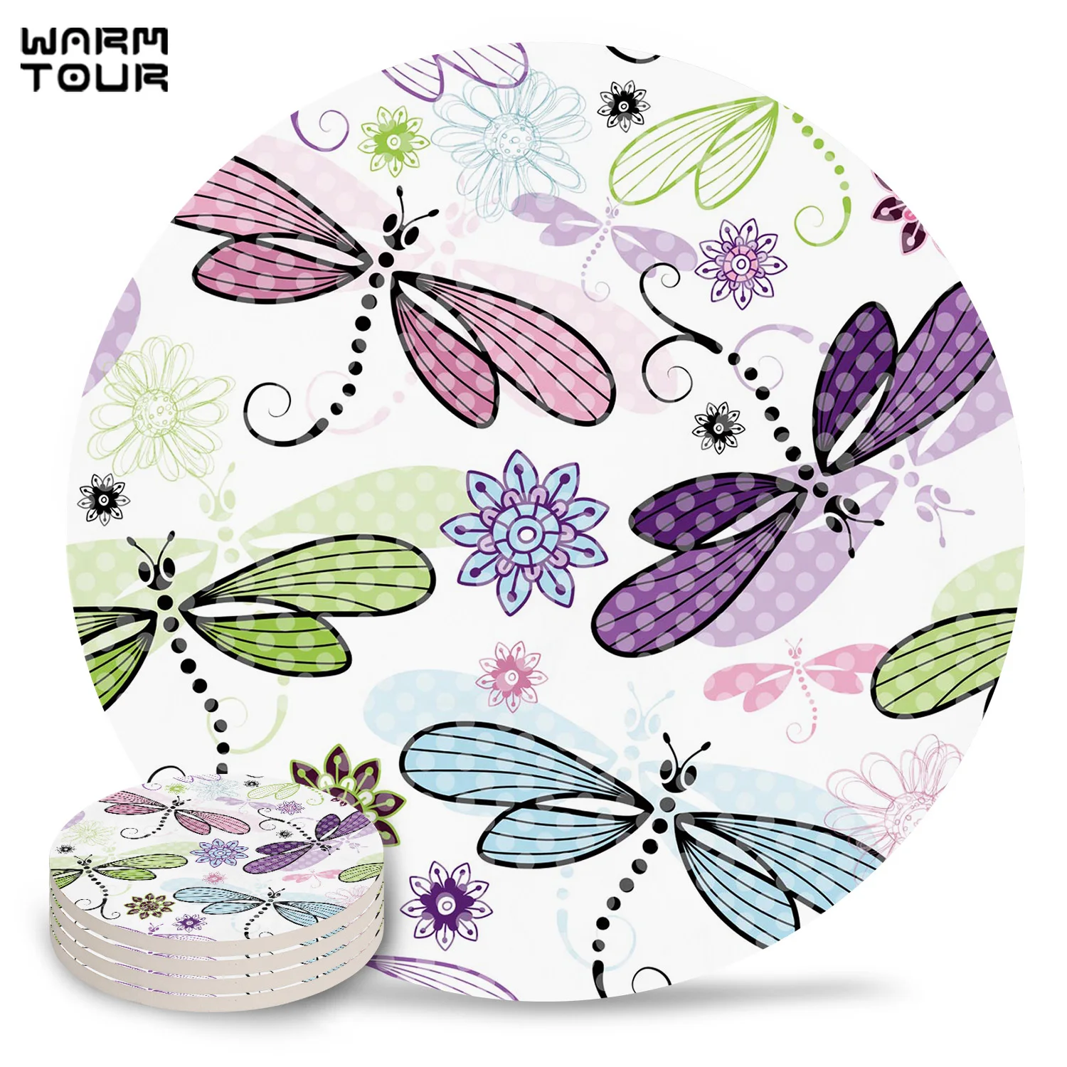 4/6/8 шт. в виде стрекозы и салфетка под прибор цветка Керамика подставки чашки