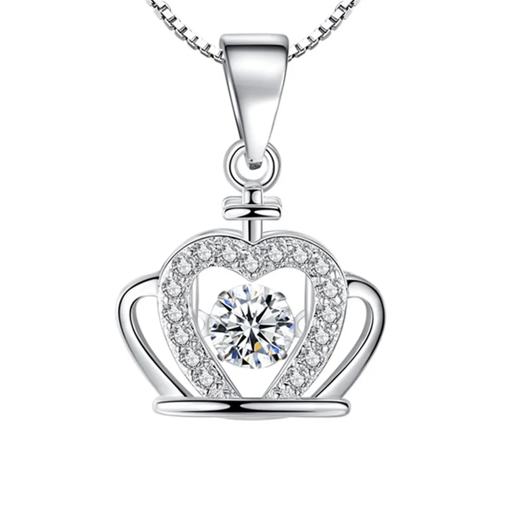 

Flickering Series Korean Fashion Platinum Plated Necklace Queen Crown with Shiny Zirconia for Women Girlfriend Gift JDZ239