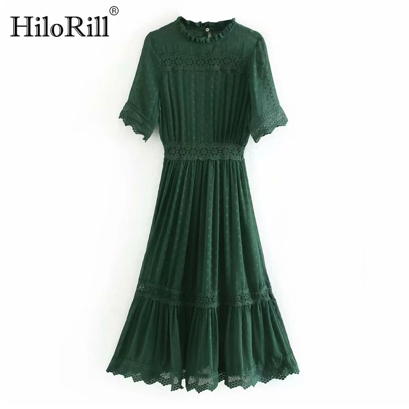 HiloRill женское кружевное шифоновое длинное платье с вышивкой А силуэта элегантное