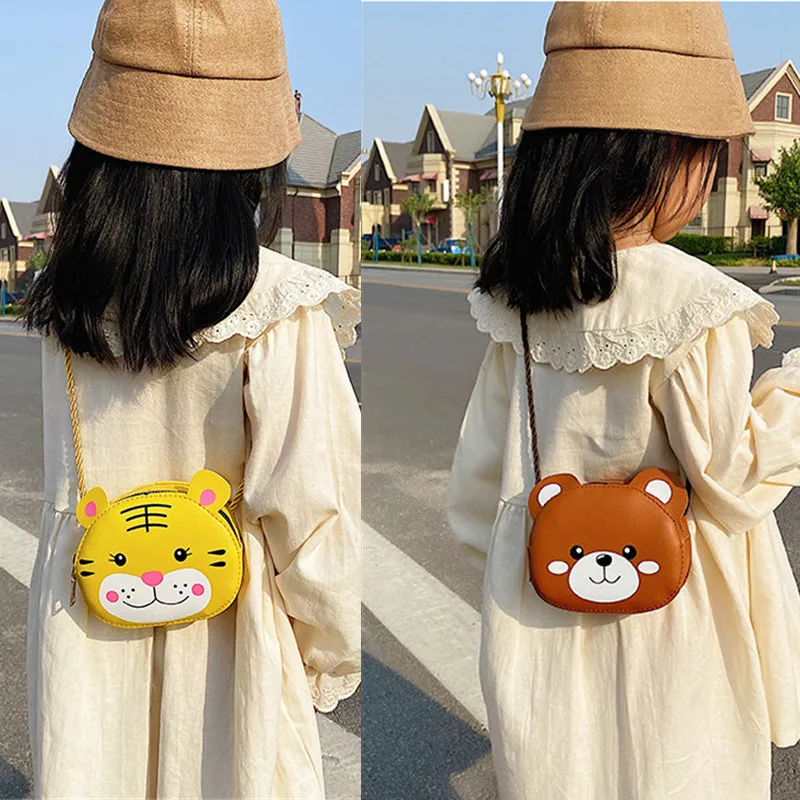 

Children Cartoon Animal Shoulder Bag Purse Messengers Bags Handbag Round Zipper Crossbody Cute Shape Girls Birthday Gifts