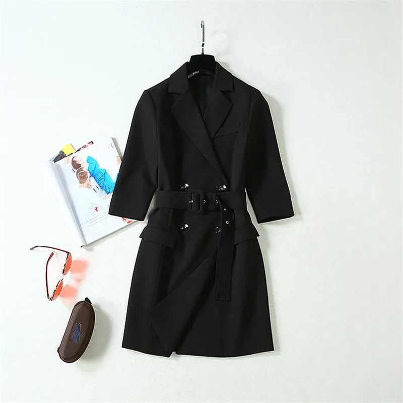 Женское модельное платье-Блейзер элегантное красное/черное двубортное