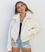 college england style women lady oversized coat ladies faux fur zip outdoor jacket winter teddy thick warm low temperature