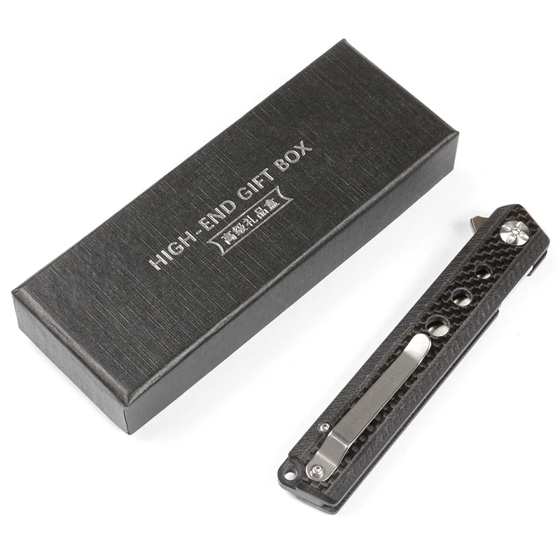 

Ceramic Ball Bearings Folding Knife D2 Blade Steel Carbon Fiber Handle Outdoor jungle hiking Tactical Pocket Knives EDC Tools