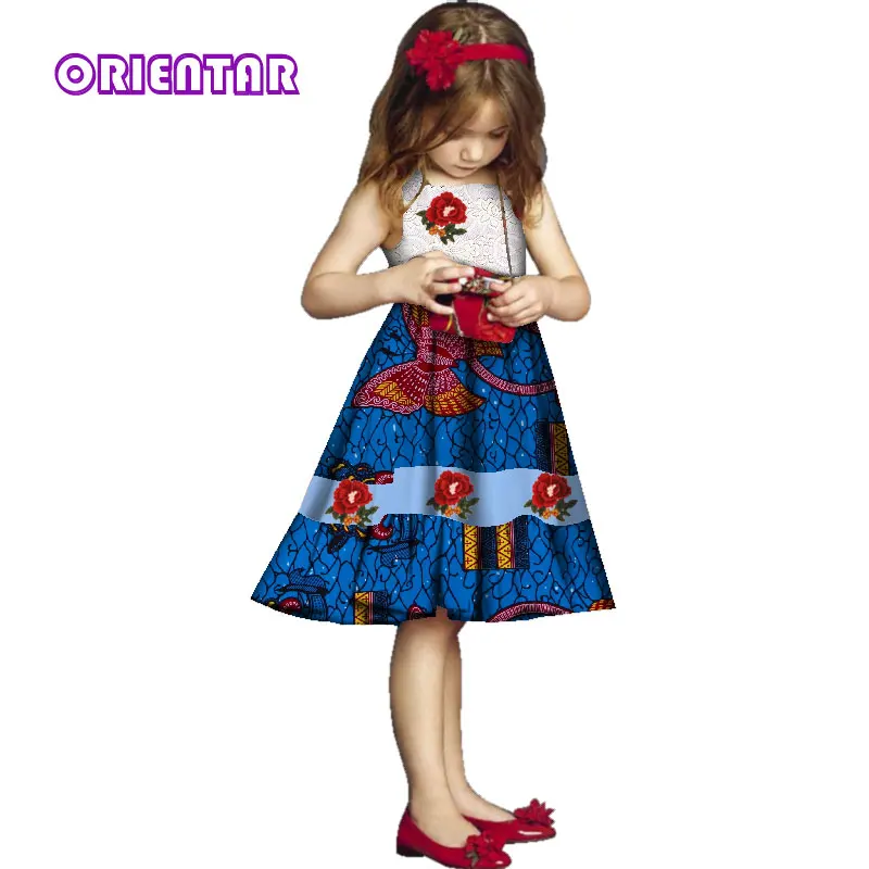 Милое детское платье без рукавов для девочек белое кружевное средней длины с принтом в африканском стиле