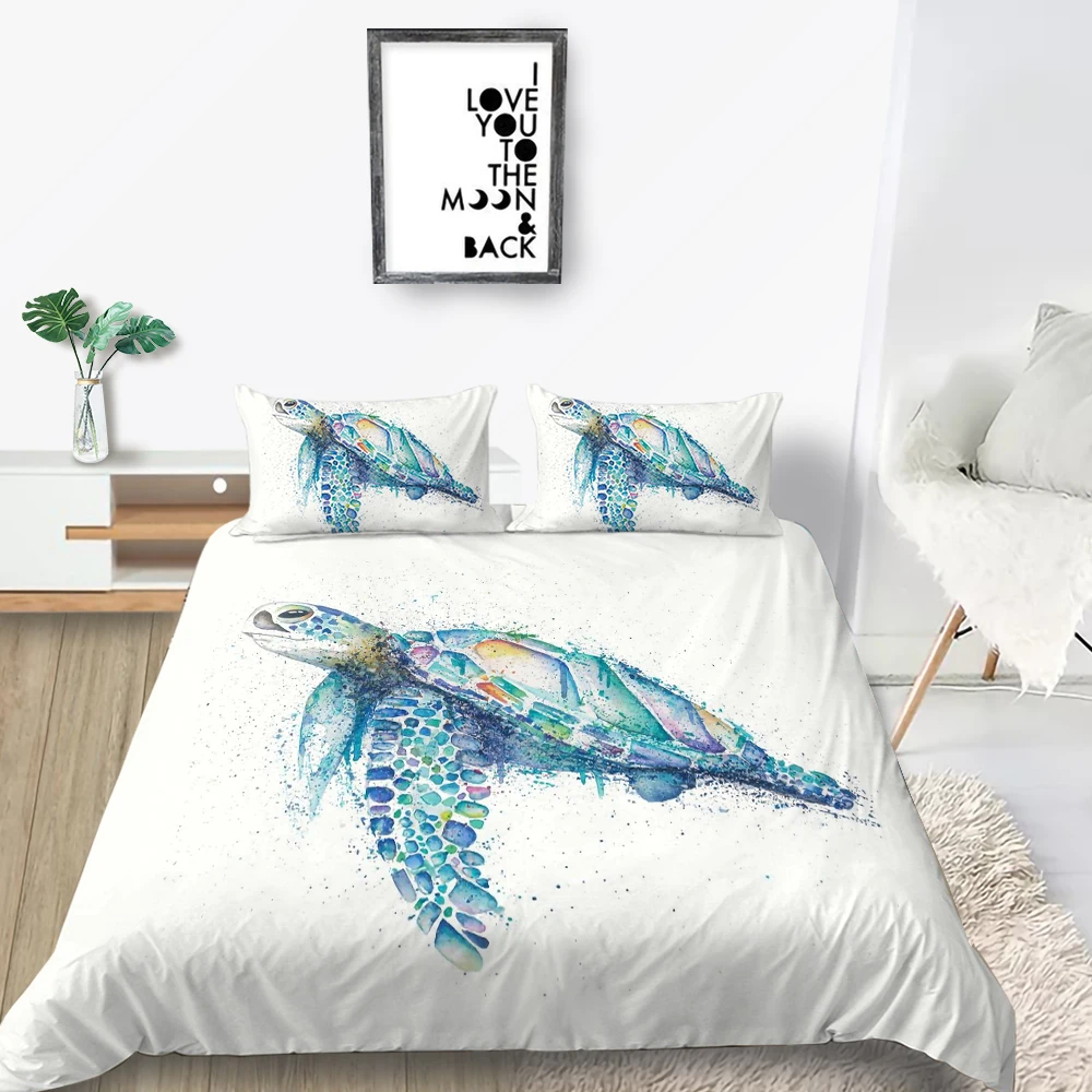 Комплект постельного белья с изображением морских черепашек | Дом и сад