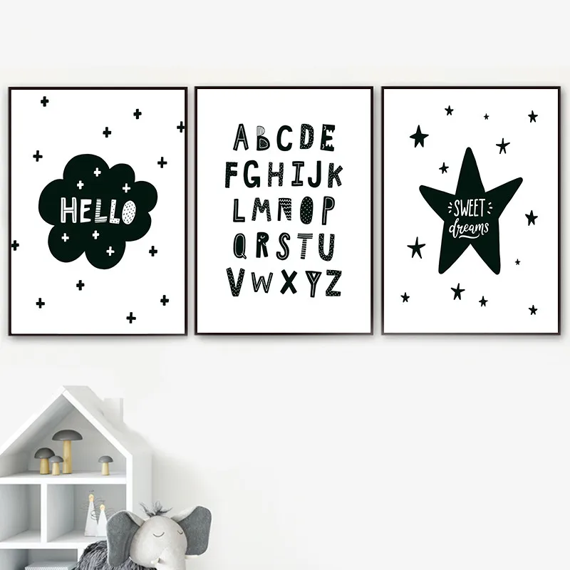 Скандинавская детская цитата искусство холст мультяшная звезда облако картина