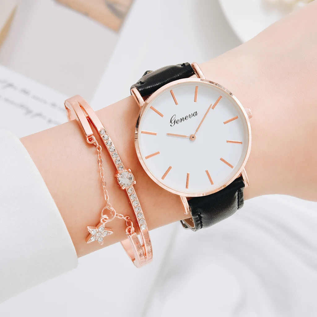 

2021 Watch Women Leather Strap Round Sport Watch Fashion Casual Ladies Business Bracelet Watches For Women Female Clock