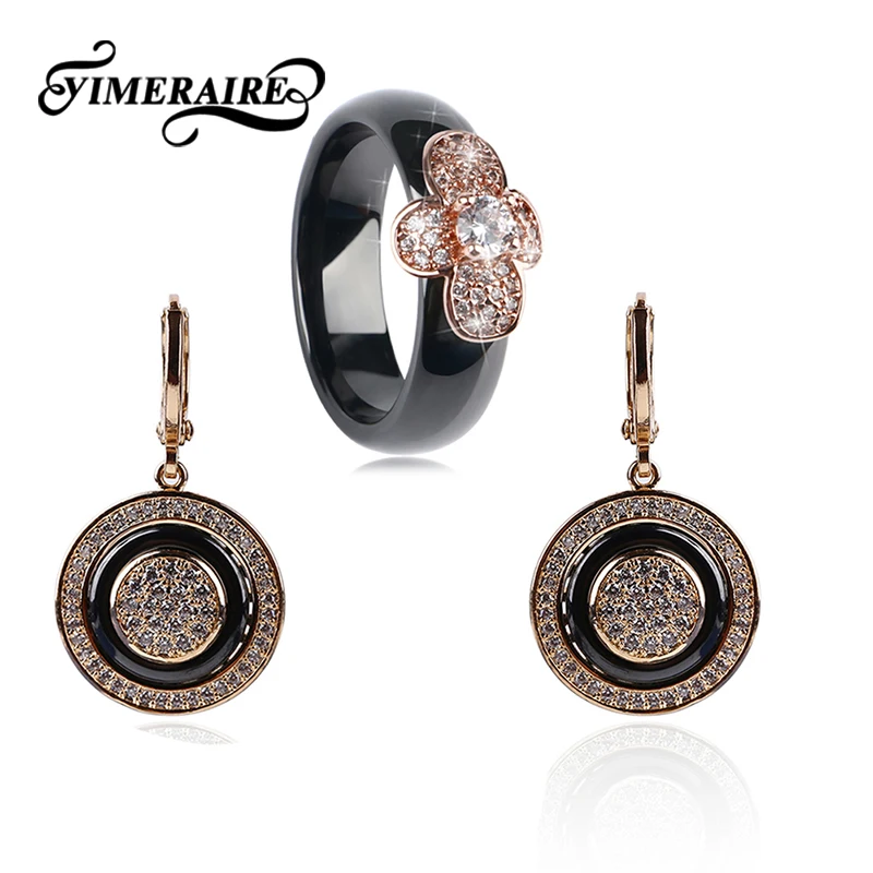 Большие серьги ювелирные изделия 2018 медное черное керамическое кольцо