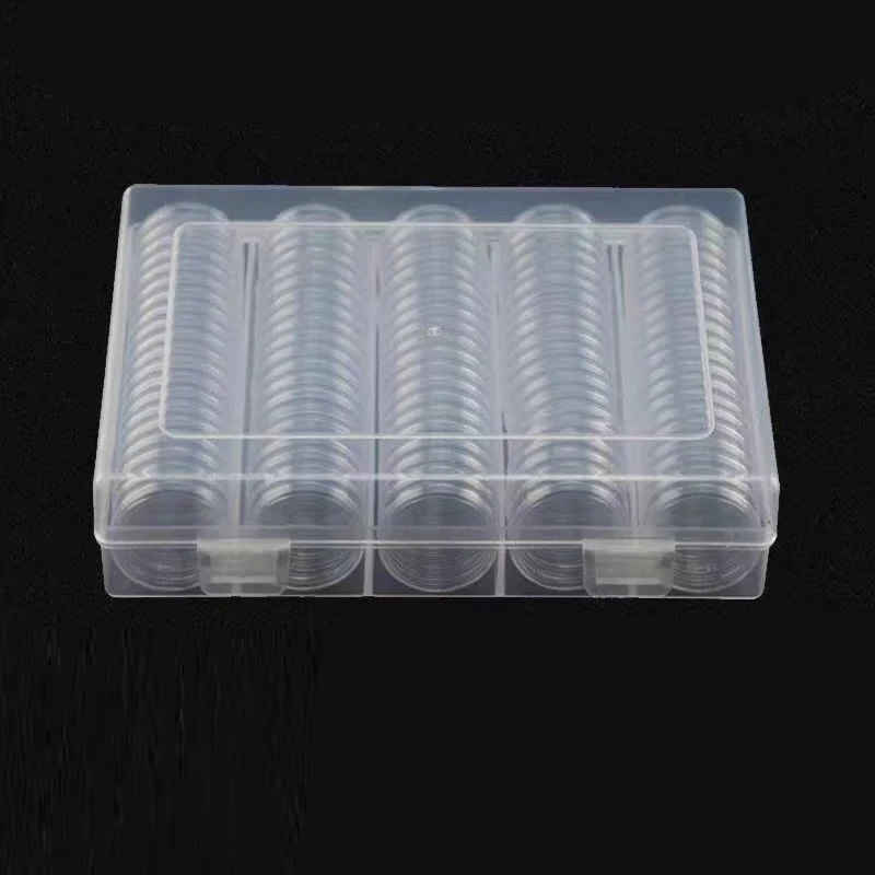 

Plastic Coins Display Storage Box Case For Collectible Coin 100 Capsules 27mm