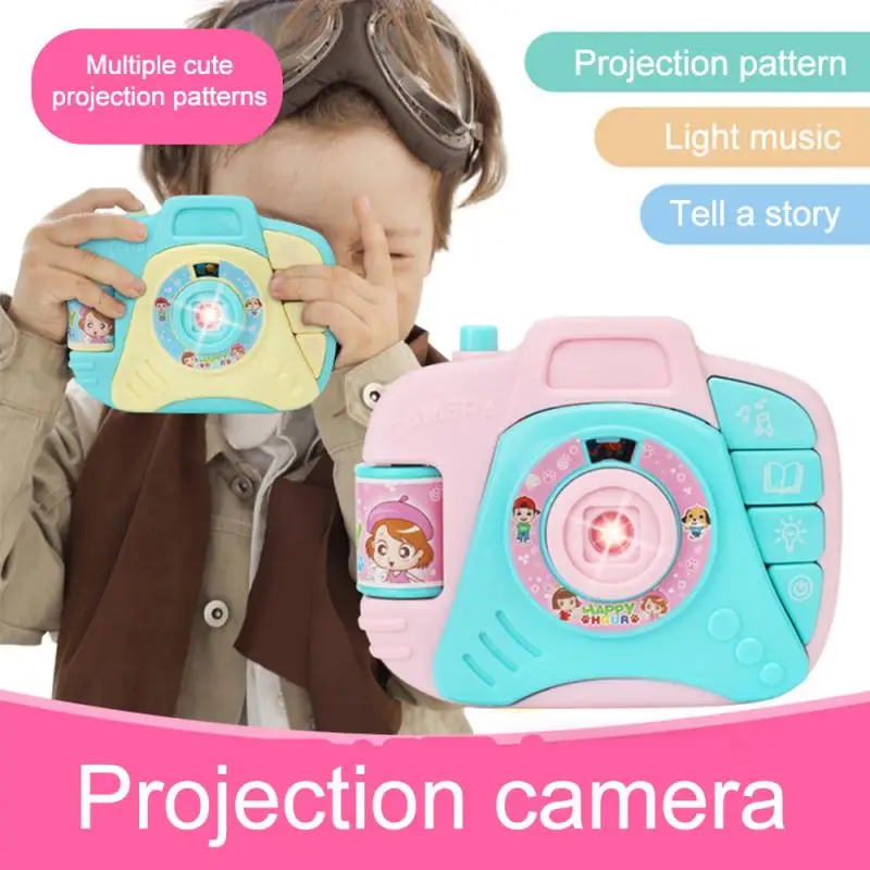 

Projection Toy Camera Cute Cartoon Light Music Storytelling Puzzle Early Education Toy For Kids Creative Mini Gift With Lanyard
