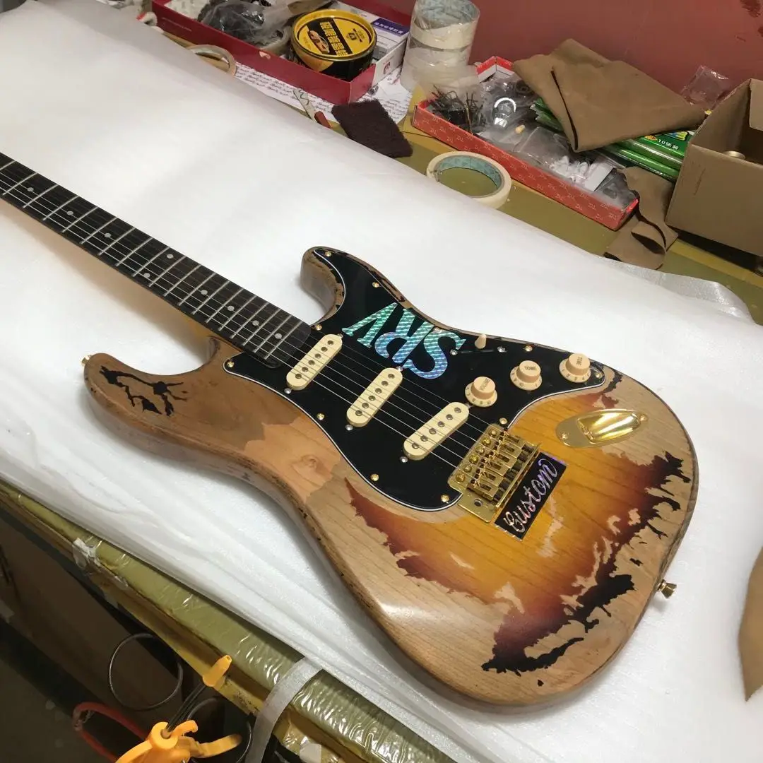 Электрическая гитара SRV-Version 100% ручная работа золотые металлические изделия