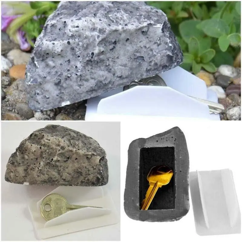 

Outdoor Spare Key House Safe Hidden Hide Storage Security Rock Stone Case