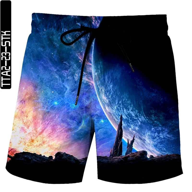 

Summer New 3D Ink Print Man Shorts Streetwear Casual Shorts Lovers Bermuda Beach Pants Oversized Size Urban Night Scene Elements