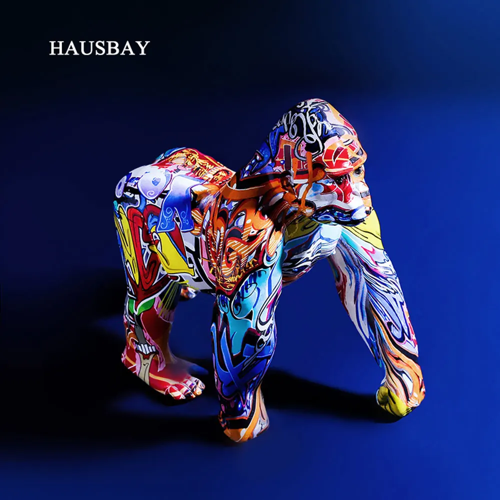 

Creative Colorful Gorilla Abstract Resin Decoration Crafts Home Entrance Wine Cabinet TV Cabinet Decoration Decoration D221