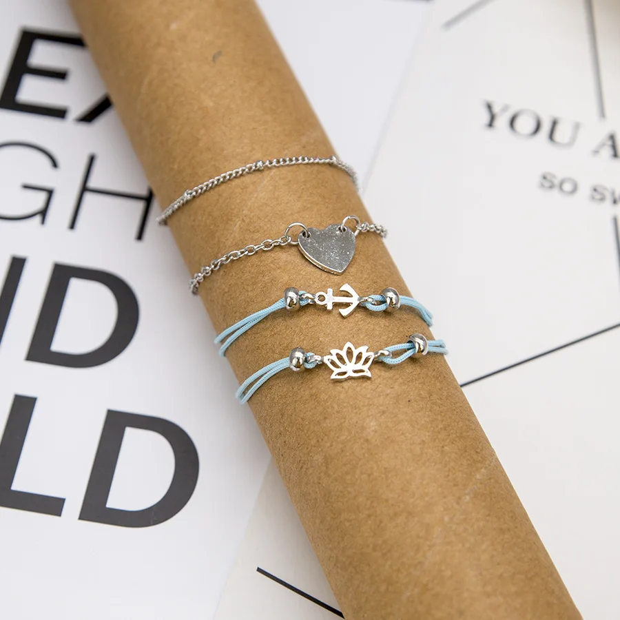 (Нет часов) 1 комплект браслет с подвесками любовь Лотос простой металлический