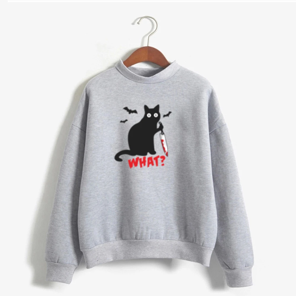 

2021 Women's Harajuku Blood cat Hoodies Sweatshirts Cotton Hooded Sweatshirt with ears on hood Pullovers harajuku hoodie
