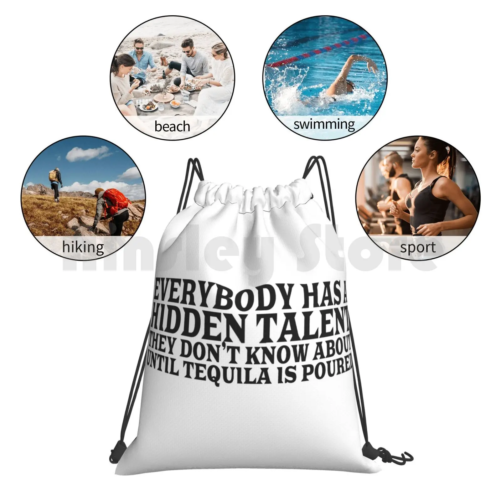 

Tequila Drinking Party Funny Quote Talent Humor Backpack Drawstring Bags Gym Bag Waterproof Teenage Teen Cool Retro