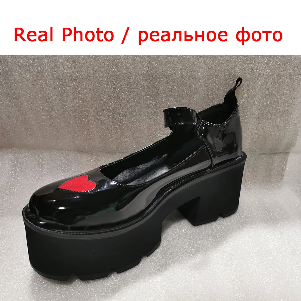 

RIBETRINI New Arrival Women Shoes Women Buckle Strap Round Toe Platform Pumps Casual Punk Gothic High Quality Pumps