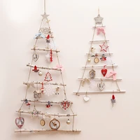 natural wood branches assembled christmas tree shape pendant crude wood wall decoration for christmas home decorative ornaments
