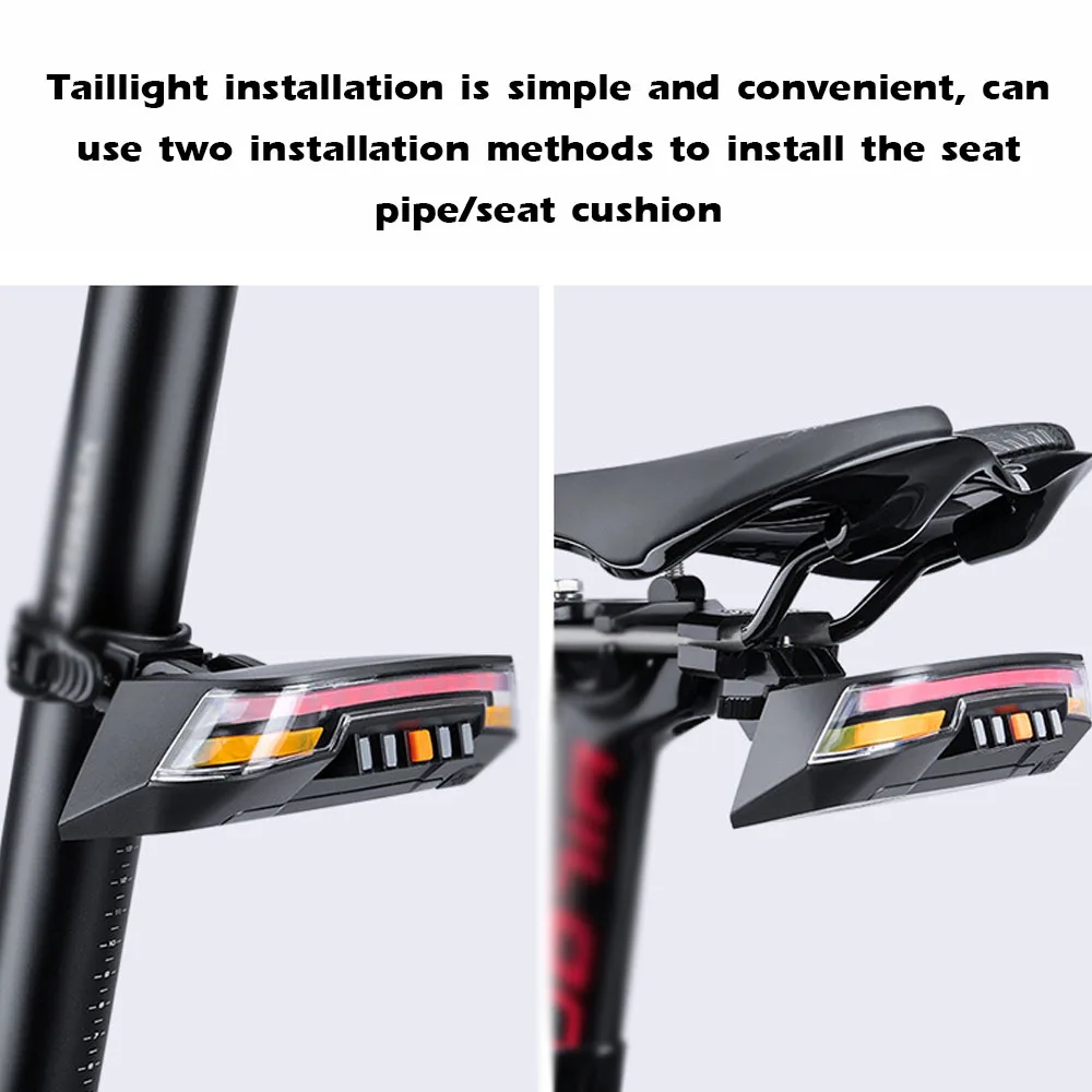 

USB Rechargeable Bike Light Wired & Wireless Remote Control Bicycle Rear Light LED Warning Light with 8 Lighting Mode