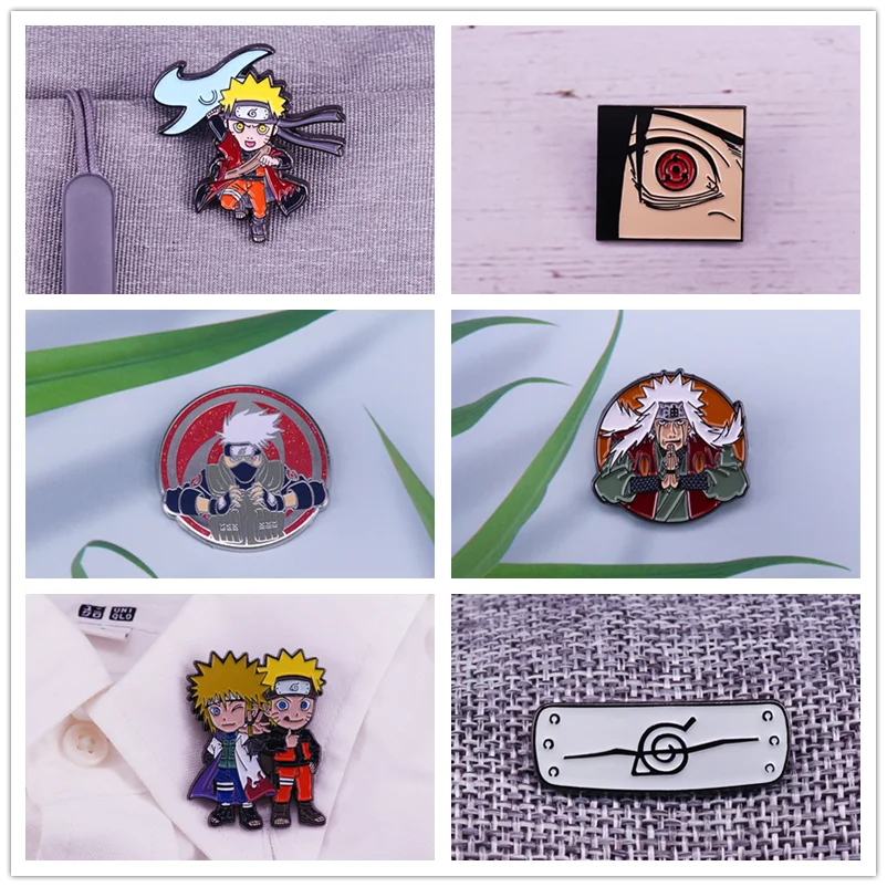 Аниме Sasuke Kakashi косплей мультфильм эмаль булавки Шаринган фотоэлемент для сумки