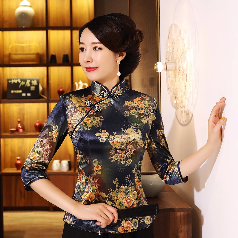 Plus Size 5XL Retro Lady Tops Chinese Traditional Female Tang Coat Asian Mandarin Collar Blouse Elegant Clothes Classic Shirt |
