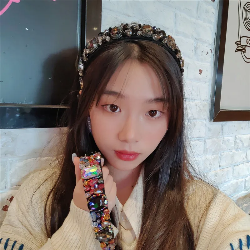 Женская повязка на голову в стиле барокко со стразами стразы геометрический