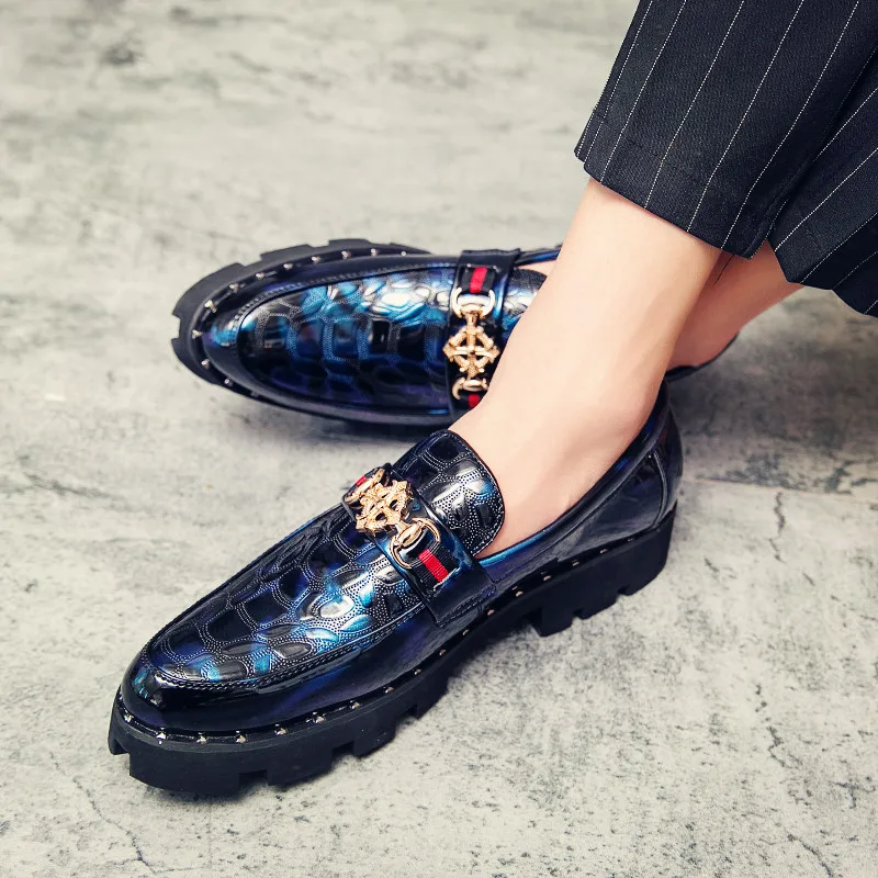 Туфли мужские из натуральной кожи роскошные брендовые без застежки формальные