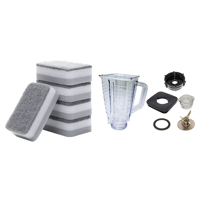 

Highly Efficient Scouring Pad Dish Cloth Cleaning Brush & 5 Cup, Square Top Plastic Blender Jar, For Oster And Osterizer