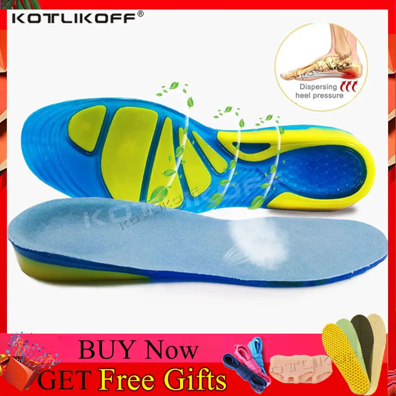 KOTLIKOFF-Plantillas de gel de silicona para el cuidado de los pies, almohadillas de masaje ortopédico, para fascitis plantar, para amortiguación de en zapatos, unisex