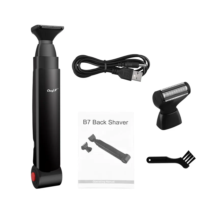 

6500Rpm 2 In 1 Foldable Handle Back Shaver Men Hair Remover Usb Rechargeable Shaving Machine Beard Timmer Long Handle Razor