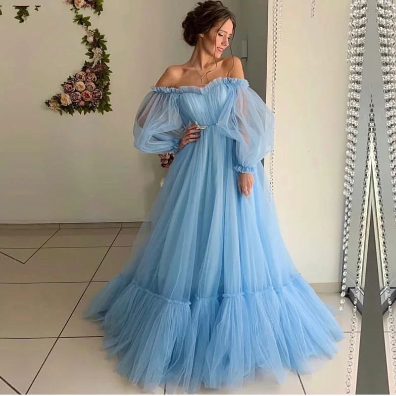 

vestidos de gala Elegant Formal Long Sleeves Pink Evening Dress Cheap Prom Gowns A Line Custom Made Girls Party Dres
