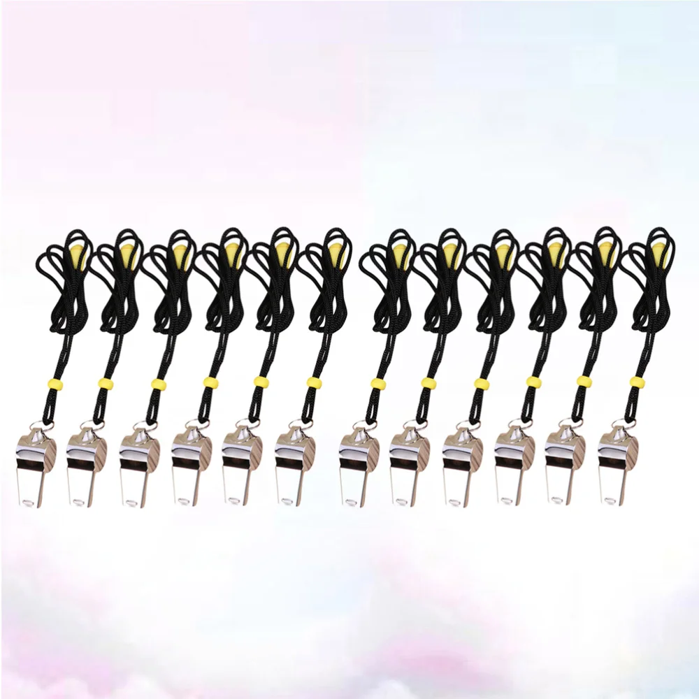 

4pcs Stainless Steel Whistles Metal Referee Whistle with Lanyard for Football Officials (Silver)