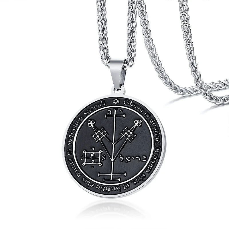 picture necklace Четвёртая Пентакль Юпитера ключ кулон "Соломон" Нержавеющая сталь мужское ожерелье уплотнения семи архангелов - Окраска металла: picture necklace