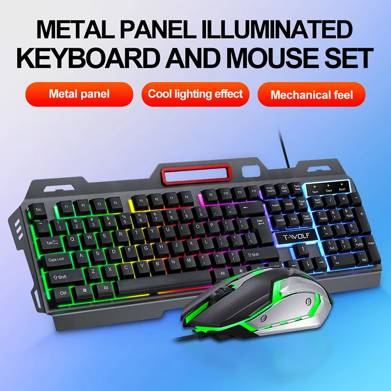 Gaming Keyboard And Mouse Wired Set Rainbow Backlit Computer Waterproof EN Keyboards For PC Laptop | Компьютеры и офис