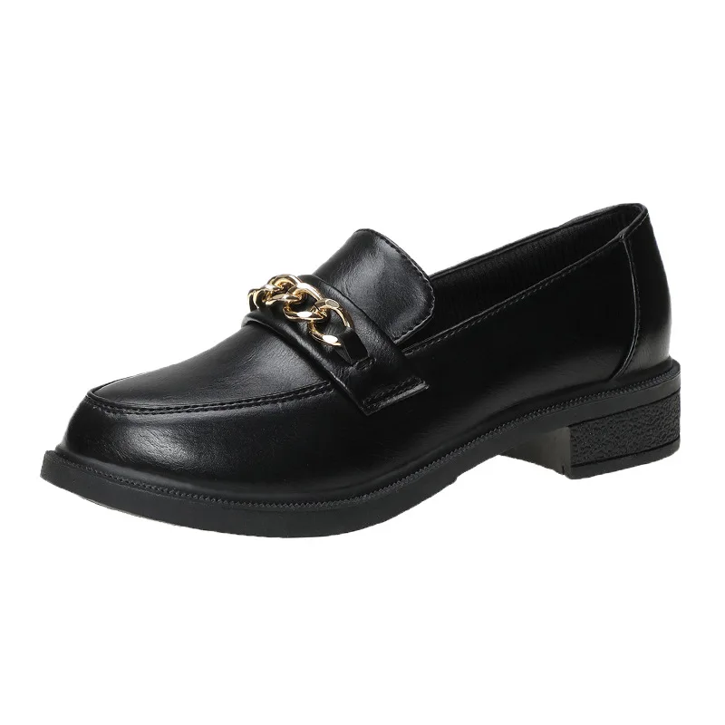 

Casual Woman Shoe Autumn Black Flats Modis Shallow Mouth British Style Oxfords Round Toe Female Footwear Clogs Platform Fall New