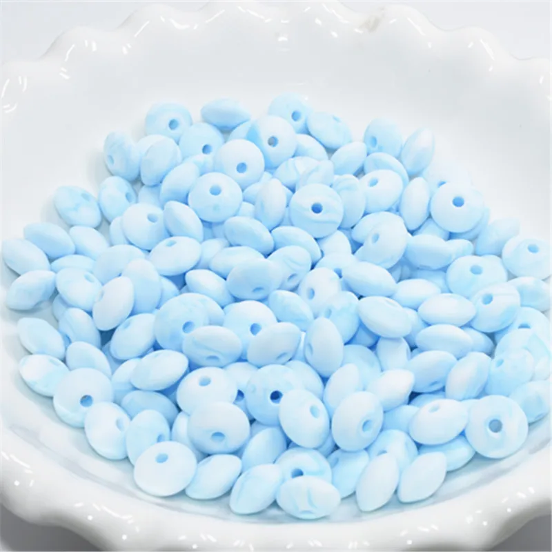 Marble Blue Teeny Teeth 20 шт. Силиконовые Прорезыватели для зубов Abacus бусины в форме чечевицы DIY цепочка для прорезывания зубов красочные чечевицы Силиконовые Прорезыватели блюдца свободные бусины - Цвет: Marble Blue