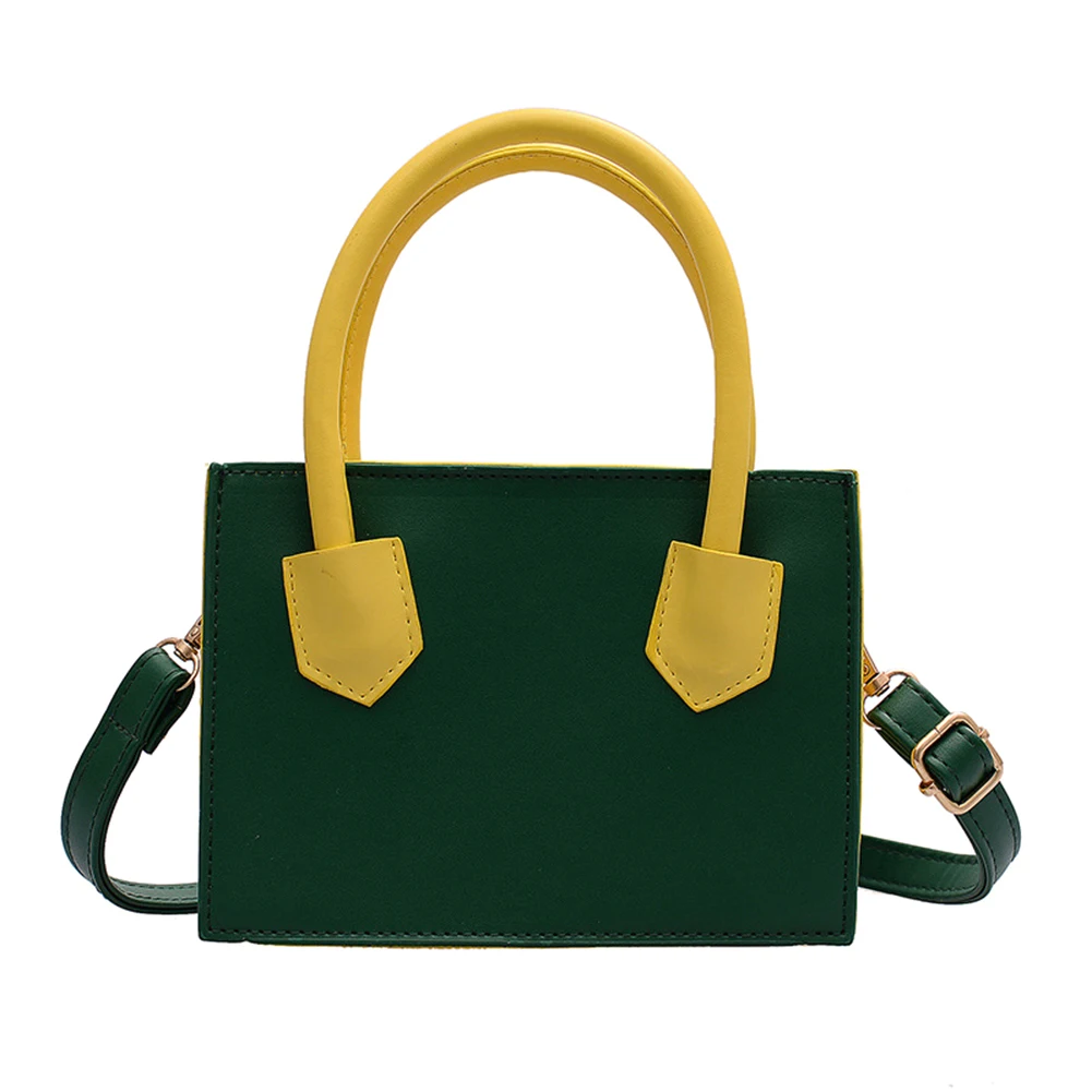 

Women Plaid Handbag Color Block Zipper Shoulder Bag Ladies PU Leather Messenger Bag Wear-resistant Bags