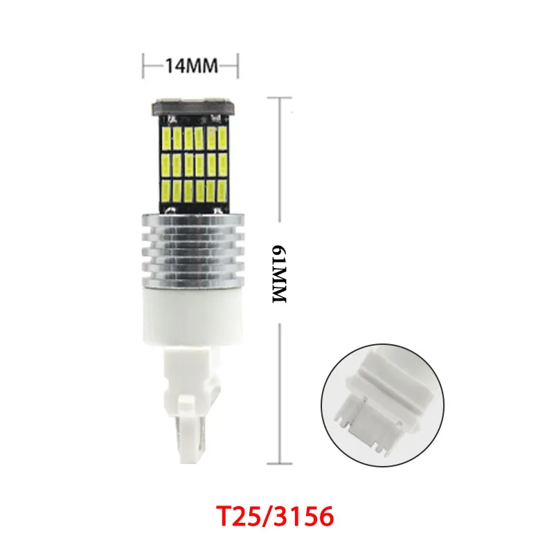 2 шт. автомобиля 1157 BAY15D p21/5 Вт 1156 BA15S T20 W21W T15 T25 3156 3157 4014led 45 SMD вело высокий автоматический поворот Стоп Хвост светильник - Испускаемый цвет: T25 3156
