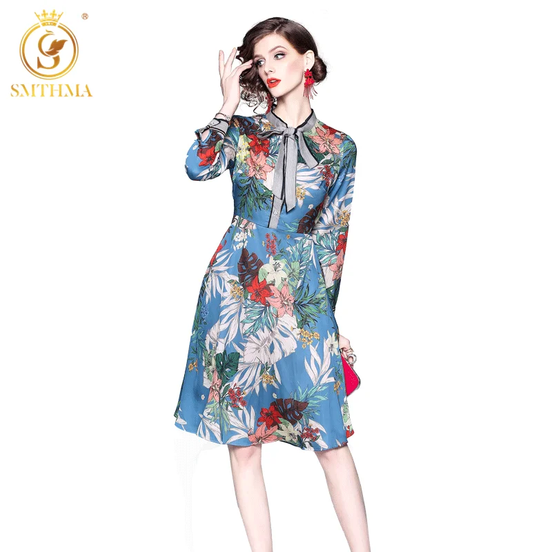 SMTHMA 2021 Новое модное женское весеннее подиумное платье с длинным рукавом