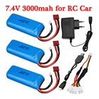 2S 7,4 V 3000mah литий-полимерный аккумулятор для Wltoys 144001 124018 124019 12402a 12428 18301 18302 RC Car с зарядным устройством FT009 RC Boat
