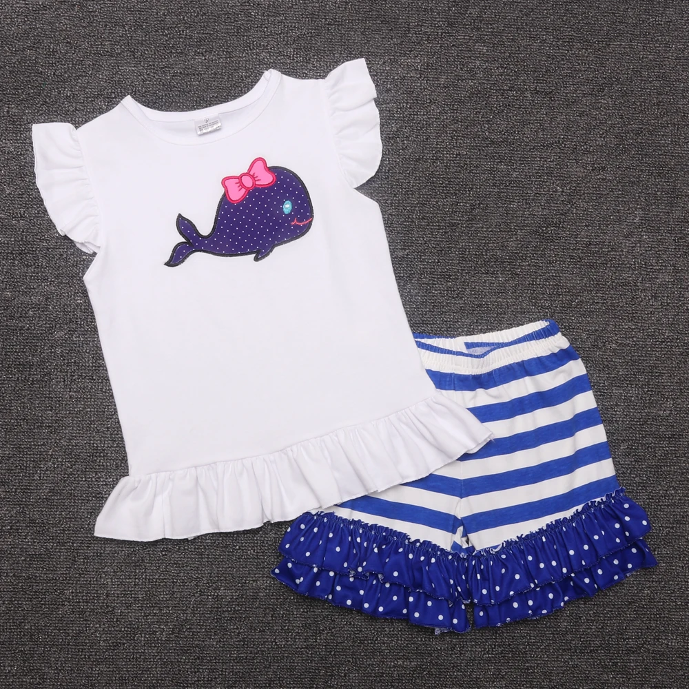 Одежда для девочек дизайнерская весенняя одежда Детская кофта с Китом и оборками