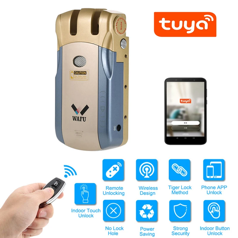 Tuya APP Wireless Smart Remote Control Electric Door Lock Invisible Keyless Entry Bluetooth-compatible | Безопасность и защита