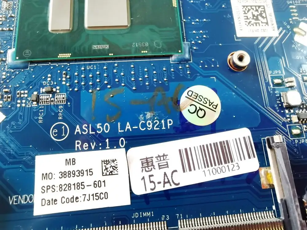 Original for HP 15-AC laptop motherboard I7-6500U 828185-601 ASL50 LA-C921P tested good free shipping | Компьютеры и офис