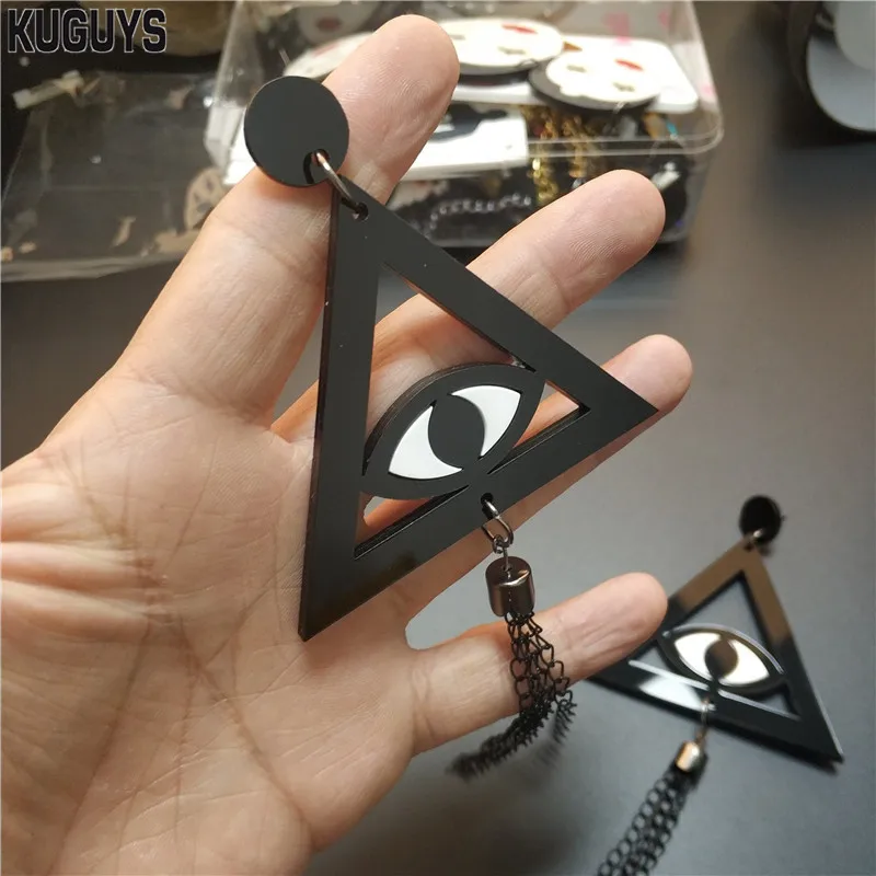 Глаза треугольные длинные кисточки Висячие серьги для девочек женские акриловые
