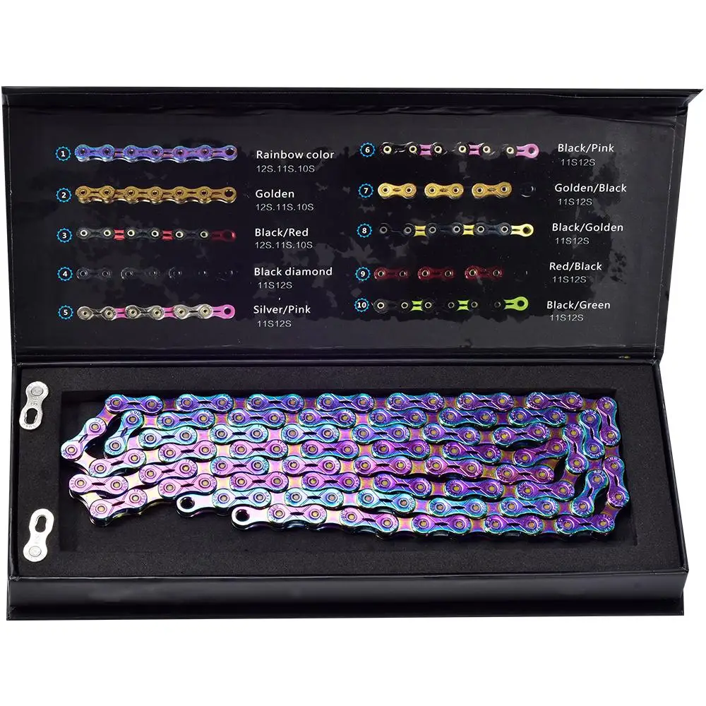 

Велосипедная цепь SUMC 10S 11S 12S цепи горный MTB полуполые цепь цветов радуги