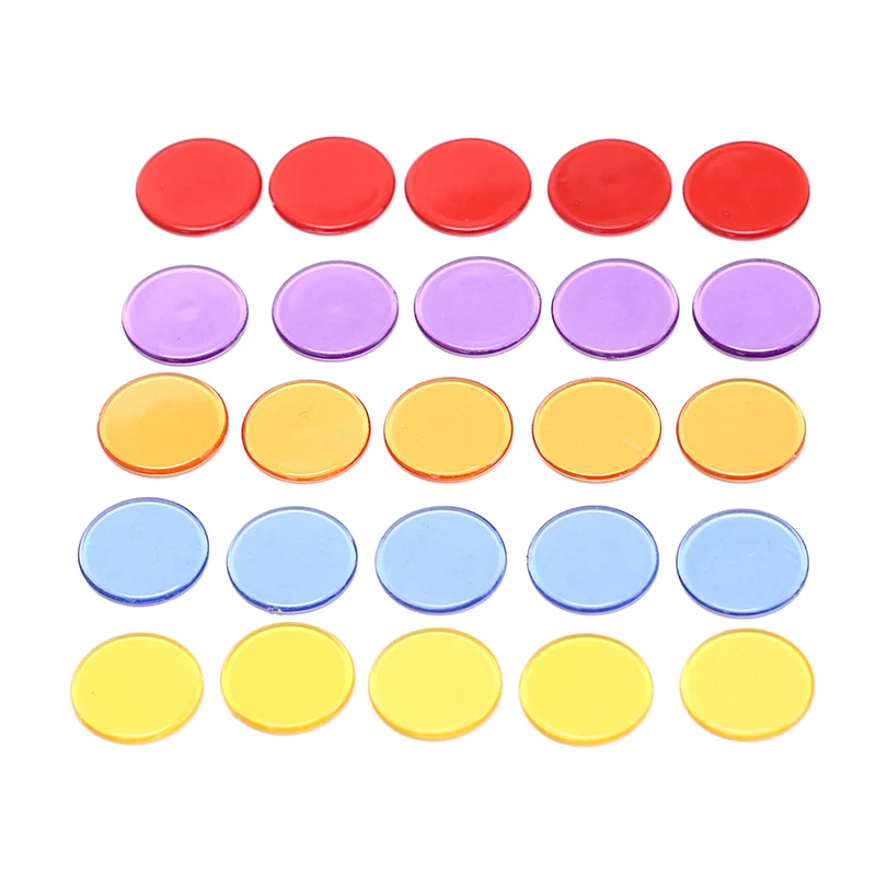 

50Pcs 5Colors 1.5cm Plastic Poker Chips Casino Bingo Markers for Fun Family Club Carnival Bingo Game Supplies Acce