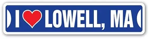 

Metal Signs,Road Street Sign,Thick Tinplate Print Poster,I LOVE LOWELL MASSACHUSETTS ma city state us wall road decor,metal sign