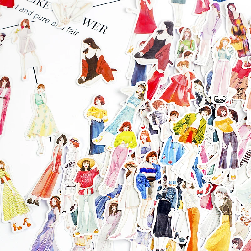 

99pcs Fashion girl sticker DIY scrapbooking base collage mobile computer diary happy planner decoration sticker