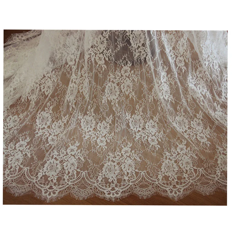 Factory Price French Chantilly Lace Fabric 150x300cm per Piece Eyelash Off white Lady Dress Making | Дом и сад
